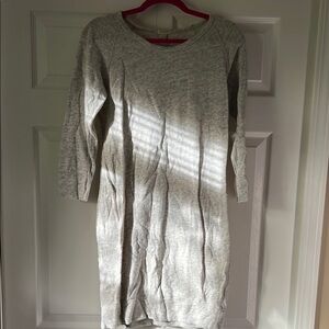 J. Crew White and Gray Knee-Length Sweater Dress